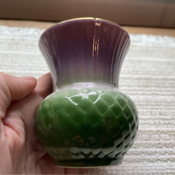 Accents Vintage Purple And Green Vase With Gold Trim Made In Portugal
